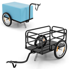 Remorque de Vlo avec Cadre Pliable Charge 55 kg Chariot pour Vlo avec Housse en Tissu Oxford Roues  Air de 40聽cm Rflecteurs Bleu -