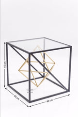 Kare Design Table d'Appoint Prisma, Or/Noir, Verre, Acier, Moderne, Table de Salon, Meuble, Deco Intérieur, Decoration Chambre, Maison, 45x45x45cm