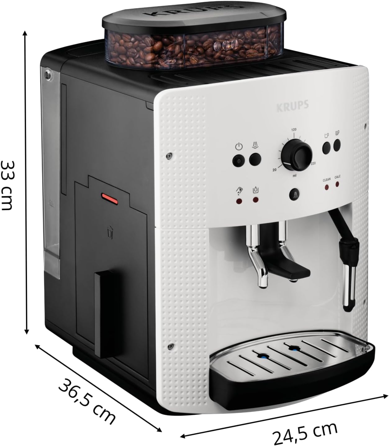 Machine  caf grain,1,7 L,2 tasses en simultan,Nettoyage automatique,Buse vapeur pour Cappuccino,Cafetire espresso,Essential noire YY8125FD,Noir -