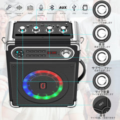 JYX Machine de Karaoké, Bluetooth Speaker pour Adultes avec 2 Microphones sans Fil, Système de Karaoké Portable pour soirée à la Maison/au Camping