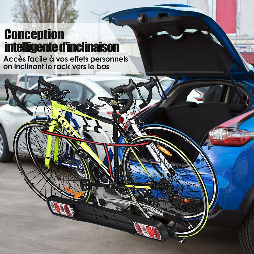 Porte-vlos pour Attelage sur SUV Berline Fourgon pour 2 Vlos Conception Intelligente de Basculement 113x72x63cm -
