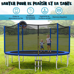Trampoline d'Extérieur Ø366 cm Trampoline avec Panier de Basket Filet de Protection Trampoline pour Enfants et Adultes -