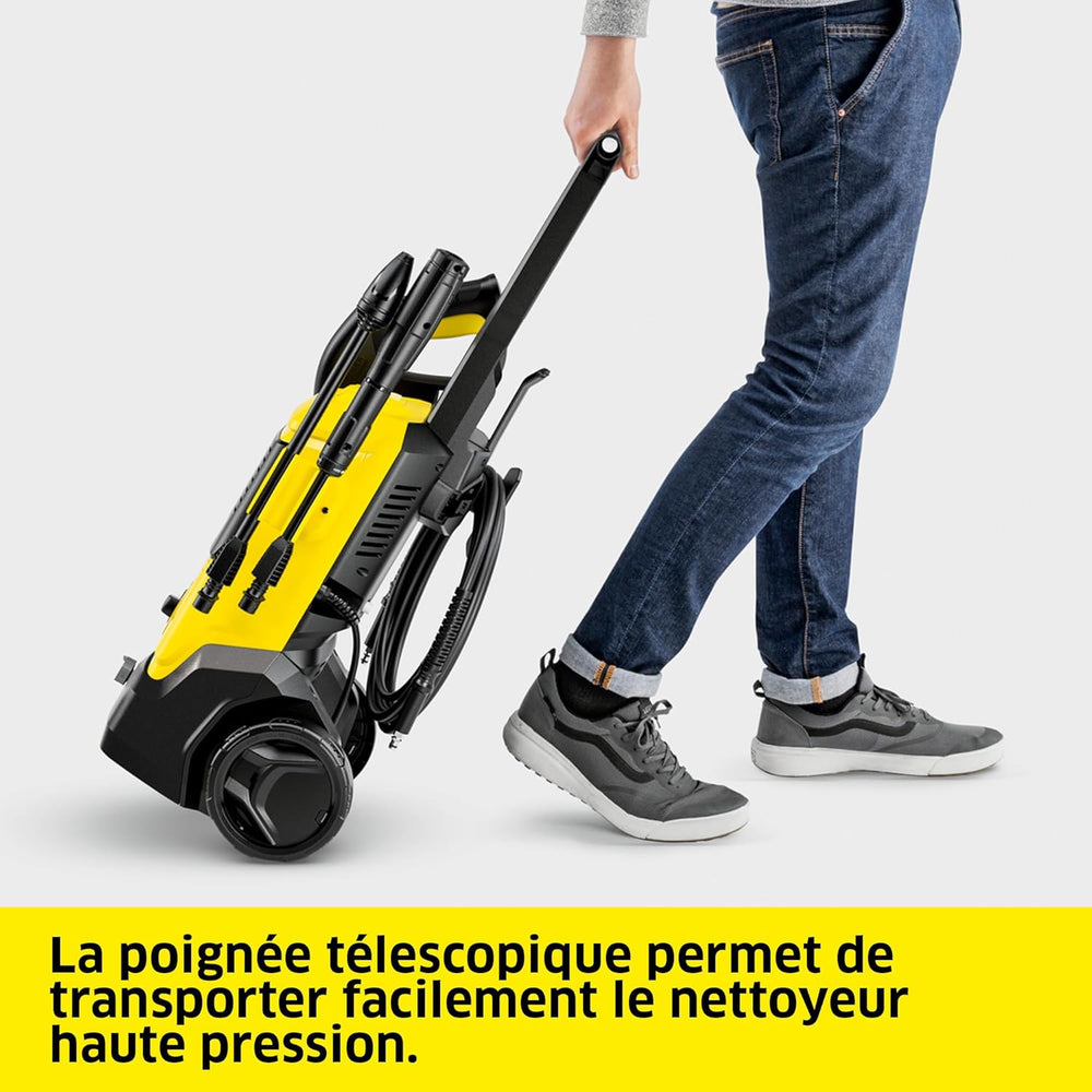 Kärcher Nettoyeur Haute Pression K 4 FJ Home, Pression max. 130 bar, Débit : 420 l/h, Surface : 30 m²/h, Filtre à Eau, Poids : 5,7 kg, Pistolet HP, Rotabuse, Lance Vario Power, Buse à Mousse, Home Kit