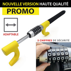 KRASER KR940B Antivol Voiture à Code Sécurité Maximale, Canne Jaune Plus Visible et Dissuasif, Robuste Bloque Volant avec Marteau d'Urgence, Bloc Barre Anti Vol Universel pour Auto, Camping-Car
