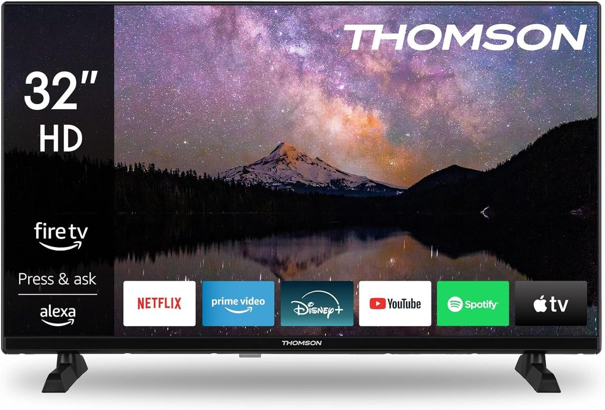 THOMSON 32 Pouces (82 cm) HD LED Fire TV mit Alexa-Sprachsteuerung AirPlay Triple Tuner(Câble-Satellite-Antenne) Bluetooth 5.0 HDMI USB-Anschlüsse AV in CI USB – 32HF2S34