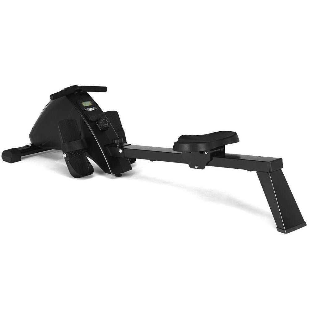 Rameur d'Appartement Pliable à Résistance 10 Niveaux Ecran Lcd Capacité 120kg Musculation Des Bras Cardio-Training Noir -