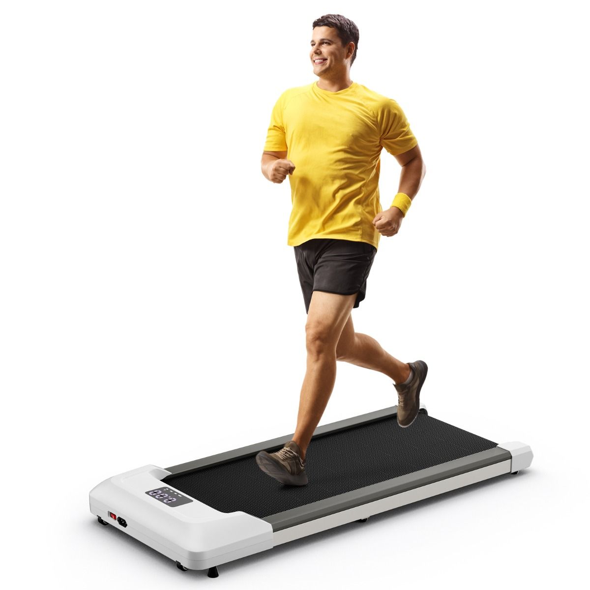 Tapis de Course Mince Tapis de Jogging avec Capacit de 120 Kg Tlcommande et cran Led Inclinable  Roulettes Tapis de Course  Glisser Gris/Noir/Rose -
