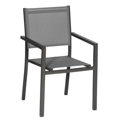 Lot de 8 chaises en aluminium anthracite - textilène gris -