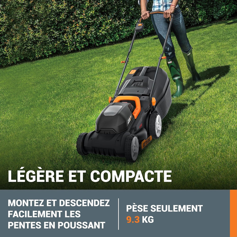 Pack Pro+ Tondeuse à Gazon 40V 460m² + Coupe-Bordures 20V + 2 Batteries 4Ah et 1 Batterie 2Ah + Chargeur Double et Chargeur Simple (Idéal pour l'Entretien du Jardin)