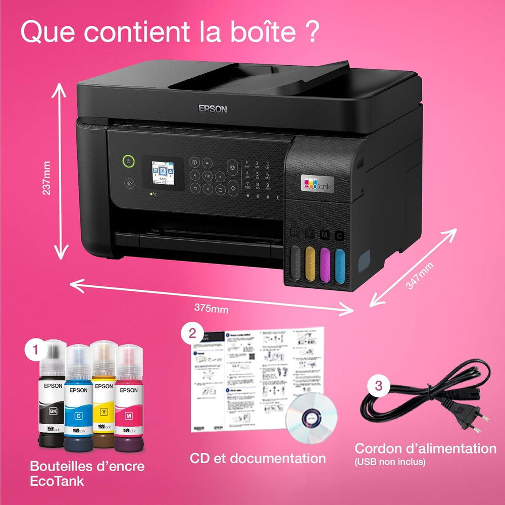 Imprimante multifonction A4 Wi-Fi EcoTank ET-4800 équipée de réservoirs d’encre, avec jusqu’à 3 ans d’encre inclus