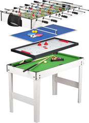 Leomark Table 4 Jeux en 1 - Billard, babyfoot, Hockey de Table et ping-Pong Table à Jouer Multifonction Table multijeux Dim: 120 x 61 x 82 (Hauteur) cm