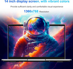 Ordinateur Portable 14 1" Pouces laptop 6 Go de RAM 128 Go de SSD N4000 Celeron Dual-Core Wi-Fi Bluetooth 2 4/5 0G 1366 * 768 IPS Design sans Ventilateur Inclus une Souris Clavier à Membrane.
