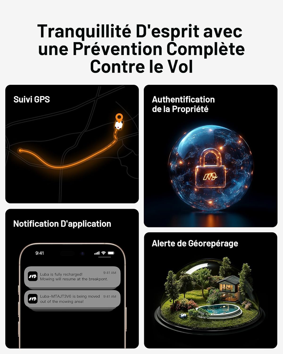 MAMMOTION LUBA 2 AWD 3000X Robot Tondeuse sans Fil Périphérique, NetRTK+Vision, Aucune Antenne RTK Requise, Recommandé 3000m², Pentes à 80%, Hauteur de Coupe 25-70 mm,avec Module 4G