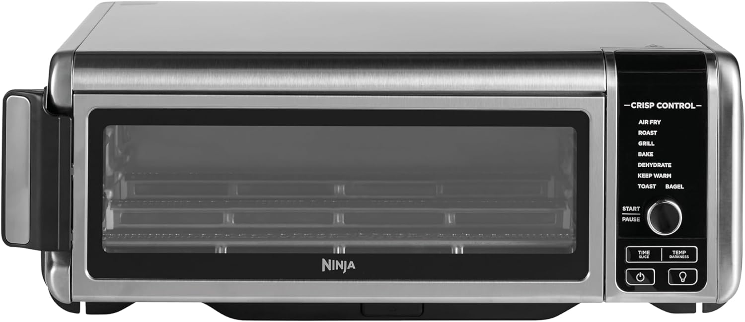 Ninja Foodi Four Multifonctions 8-en-1, Mini four portable, surfaces de travail, four multifonctions avec 8 fonctions de cuisson ; Air Fry, Rôtir, Griller, Cuire et plus encore. Argent/Noir SP101EU