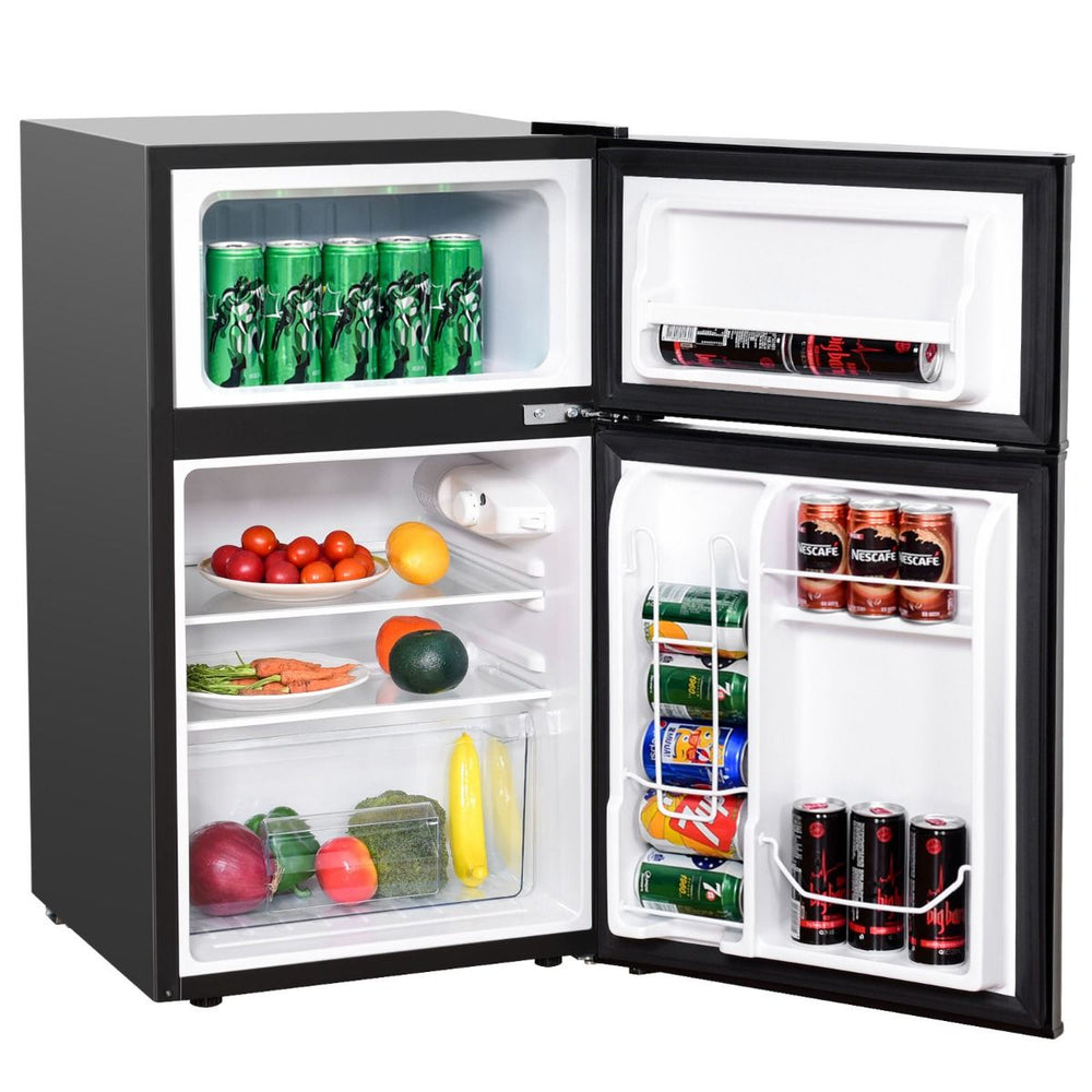 Réfrigérateur Compact Mini-réfrigérateur 90 L Congélateur Séparé avec Design à 2 Portes Fonctionnement Silencieux Blanc/Gris/Noir -