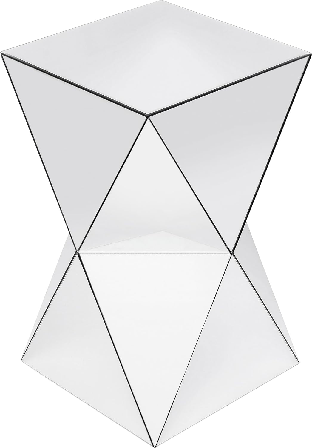 Kare Design Table d'Appoint Luxury Triangle, Miroir, Bois MDF Laqué, Table de Chevet, Table de Nuit, Table de Salon, Meuble, Deco Intérieur, Décoration Chambre, Maison, 54x32x32cm (H/L/P)