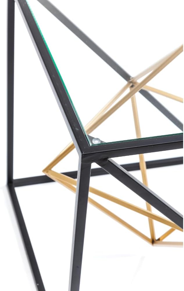 Kare Design Table d'Appoint Prisma, Or/Noir, Verre, Acier, Moderne, Table de Salon, Meuble, Deco Intérieur, Decoration Chambre, Maison, 45x45x45cm