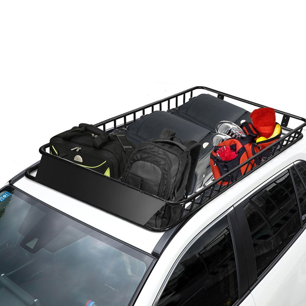 Porte-Bagages de Toit Universel 162 CM avec Capacité de 68 KG Galerie de Toit pour le Voyage et le Rangement Noir -