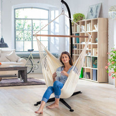 Support de hamac ou pour chaise suspendue Capacit 150 KG,en Fer de Haute Qualit,Moderne et stable,112x79x205,Noir -