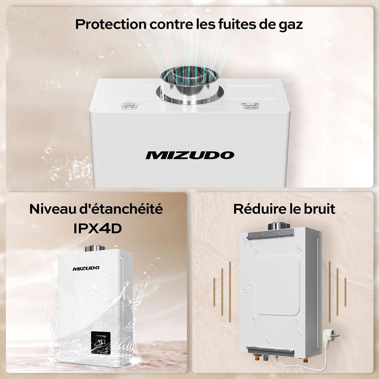 MIZUDO 11L Chauffe-Eau à Gaz Instantané Propane Indoor, avec indicateur LED pour Usage Domestique