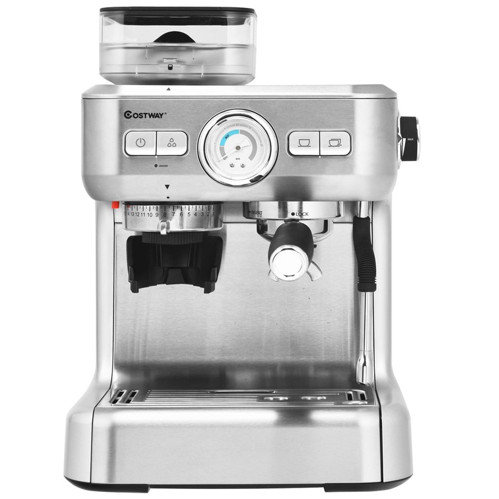 Machine à Café Automatique avec Broyeur à Grains 1350W 30 Niveaux de Poudre de Café Réglables Température Réglable -