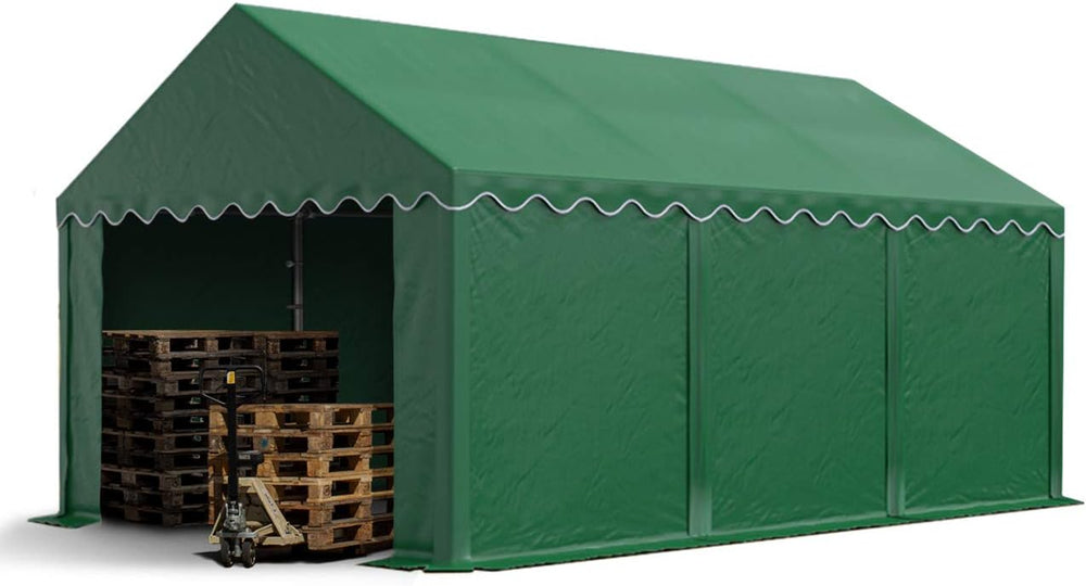 TOOLPORT Tente de Stockage 4x6 m abri bâche PVC 700 N imperméable Vert foncé