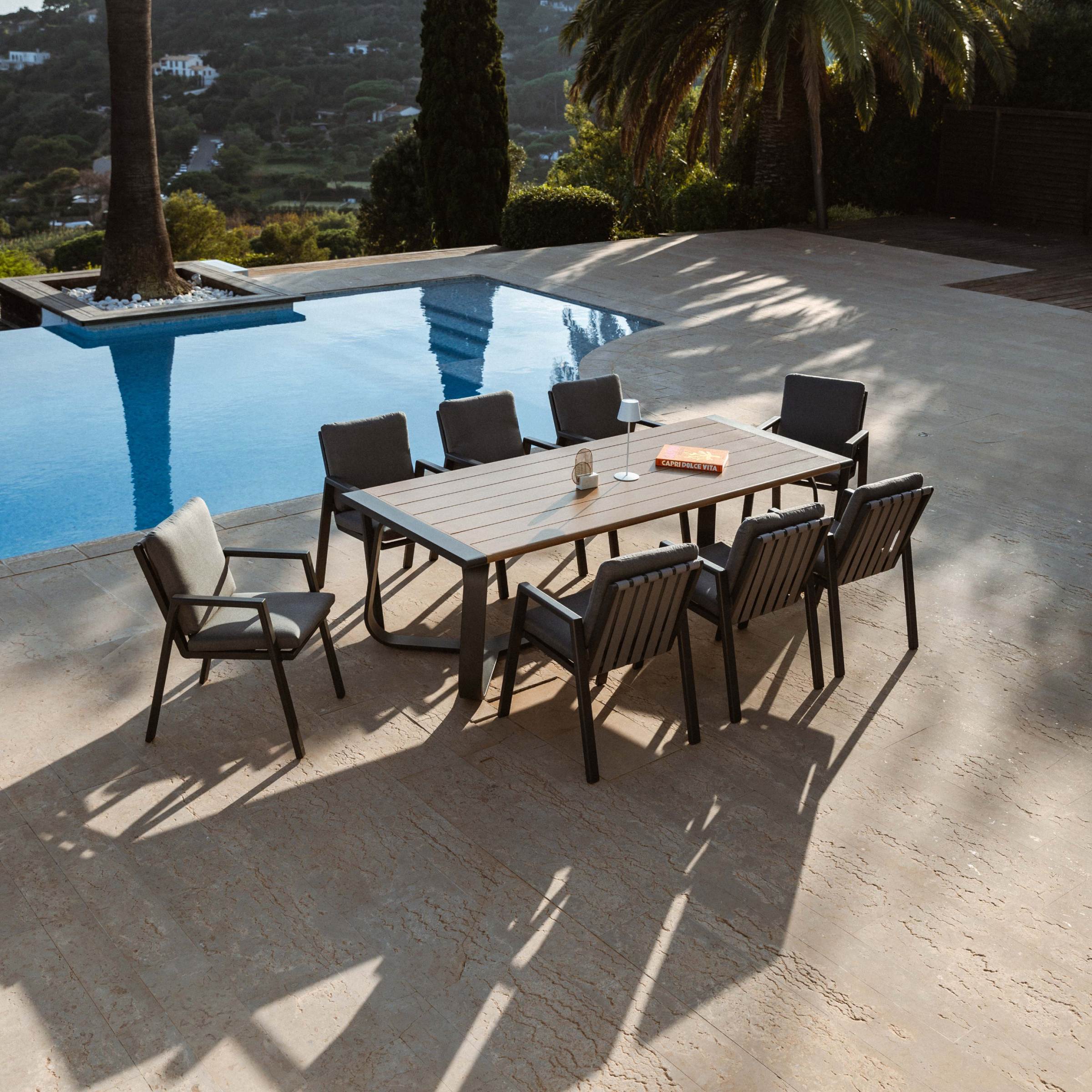 Table de jardin rectangulaire en aluminium 10 places (240 x 100 cm) Long Beach Gris anthracite - Action-sport36 -
