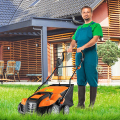 Scarificateur Électrique 2 en 1 de 15A avec Double Interrupteur de Sécurité Réglable Sac de Ramassage 55 L Scarificateur Orange/Vert -
