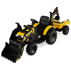 Tracteur Electrique 12 V pour Enfants 3-5 km/h Télécommande MP3 USB Vert/Jaune -