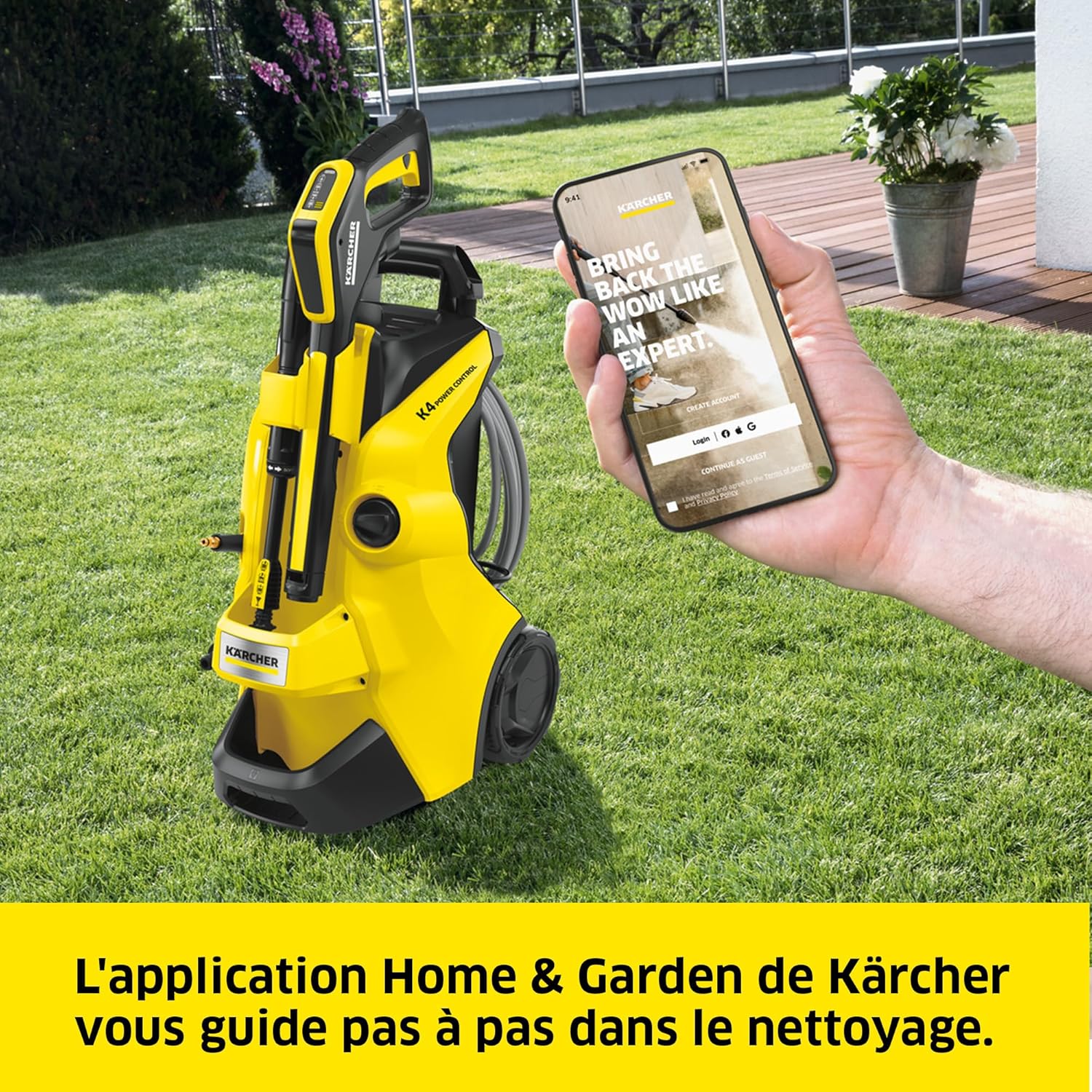 Kärcher Nettoyeur Haute Pression K 4 Power Control Flex Home,Pression : max. 130 bar,Débit : 420 l/h,Surface : 30 m²/h,Poids : 11,5 kg,Pistolet Haute Pression,Rotabuse,Lance,Home Kit