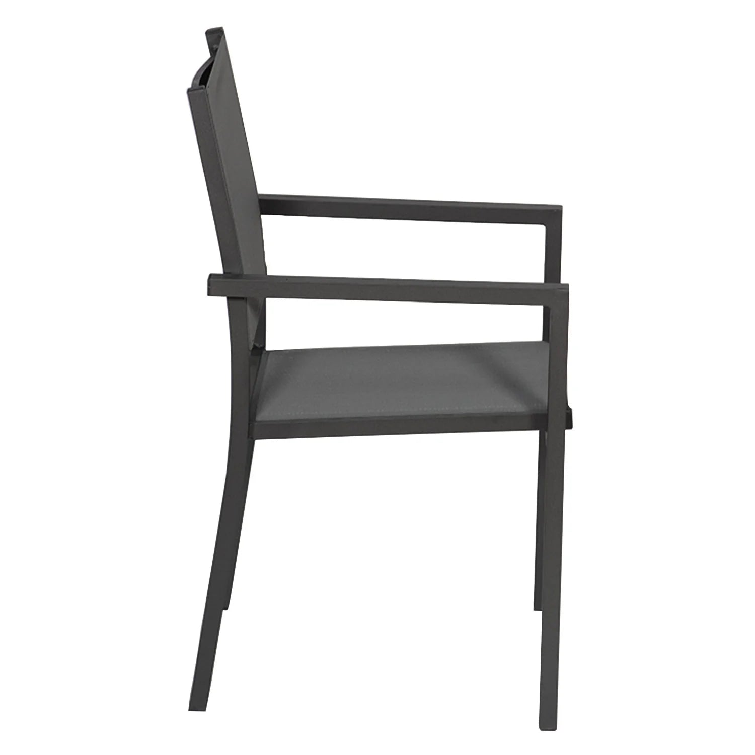 Lot de 8 chaises en aluminium anthracite - textilne gris -