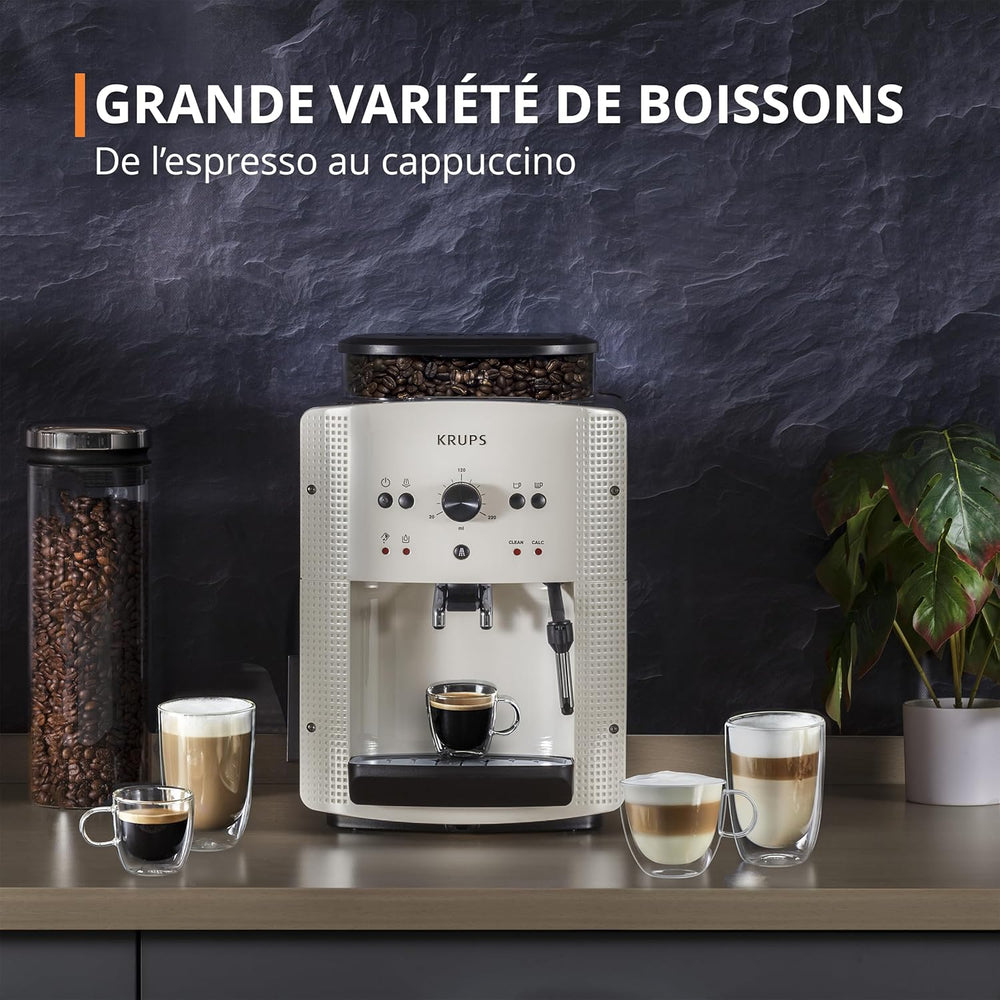 Machine  caf grain,1,7 L,2 tasses en simultan,Nettoyage automatique,Buse vapeur pour Cappuccino,Cafetire espresso,Essential noire YY8125FD,Noir -