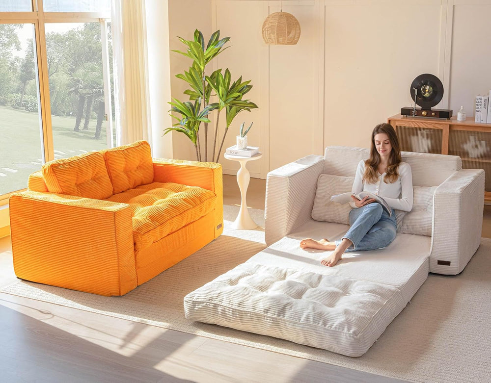MAXYOYO Canapé-lit Convertible, Matelas Pliable Adulte Convertible Canapé-lit avec 2 Oreillers, Lit d'Appoint Surface de Couchage 101x196CM, Canapé pour Salon, Chambre à Coucher