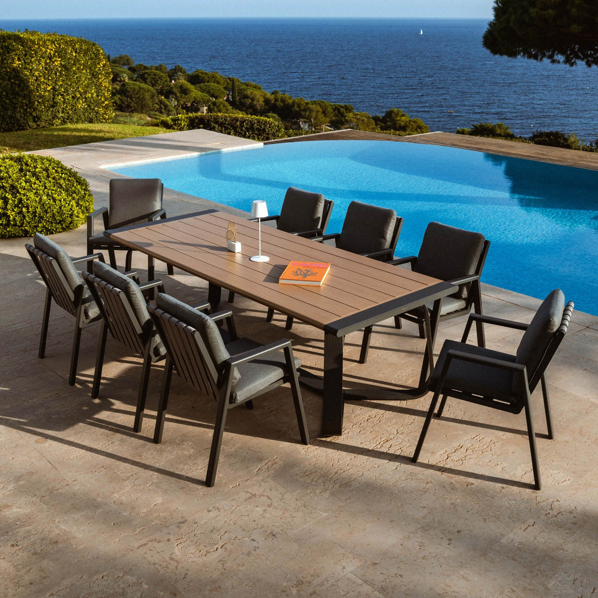 Table de jardin rectangulaire en aluminium 10 places (240 x 100 cm) Long Beach Gris anthracite - Action-sport36 -