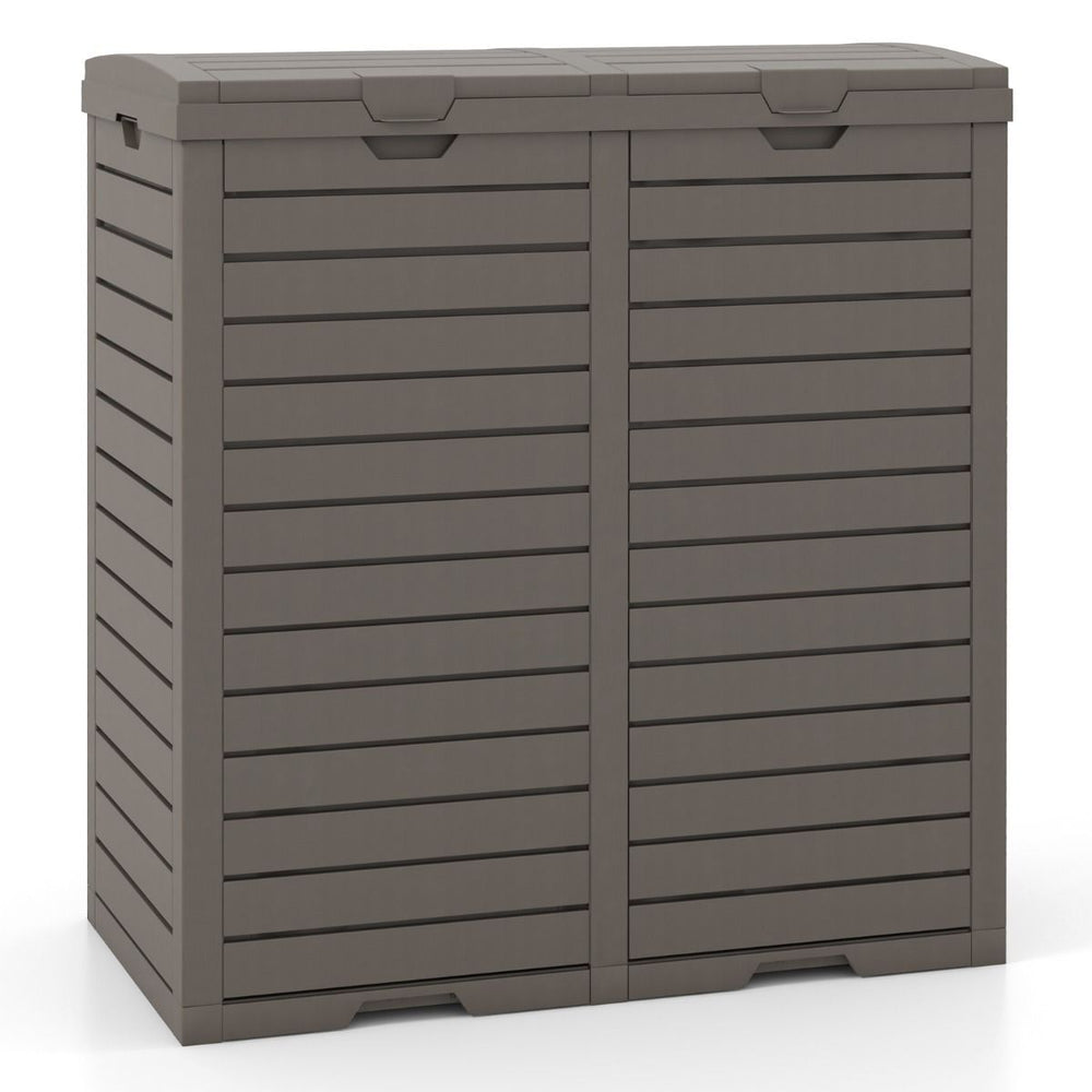 Poubelle d'Extrieur 135 L Poubelle Etanche  Double Seau Couvercle  Plusieurs Niveaux Bac d'Egouttage Poigne Dcoupe Poubelle Marron -