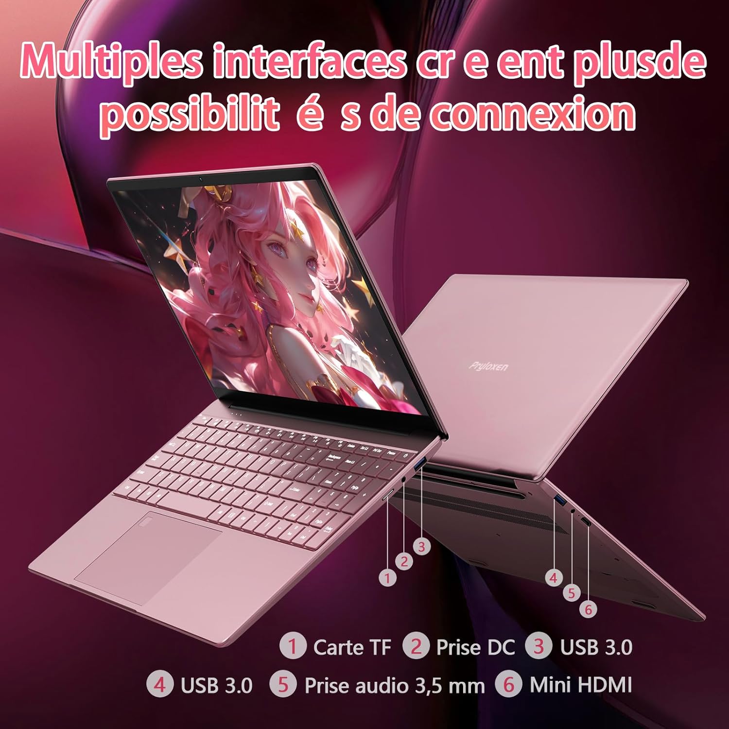 Pryloxen Ordinateur Portable Ultra-Fin 15 6" FHD IPS - Processeur Celeron N150 3 4 GHz 32 Go DDR4/1 to SSD Clavier Rétroéclairé Wi-FI 5G & Batterie 8000 mAh (360 × 275 × 18 mm 1 679 kg)