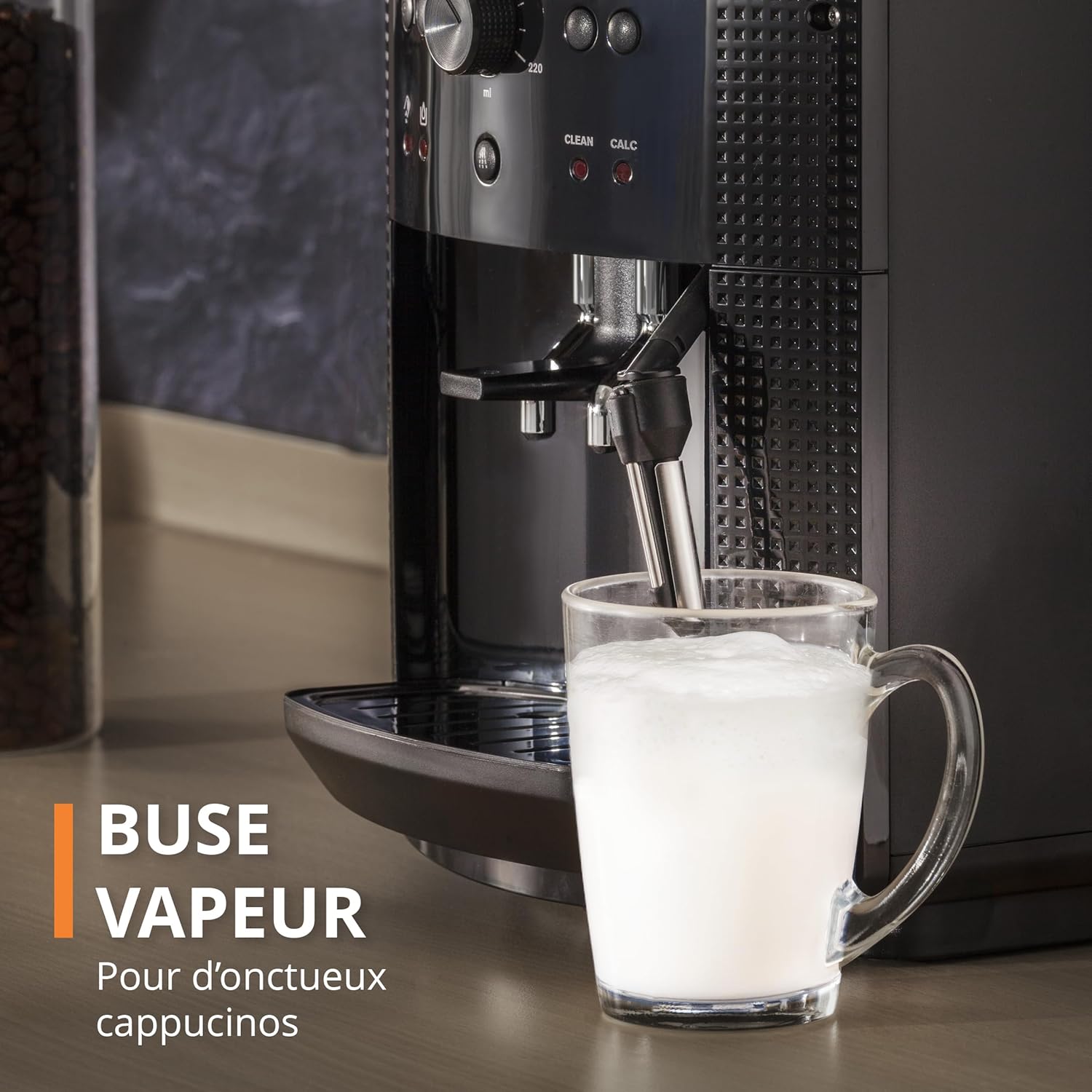 Machine  caf grain,1,7 L,2 tasses en simultan,Nettoyage automatique,Buse vapeur pour Cappuccino,Cafetire espresso,Essential noire YY8125FD,Noir -