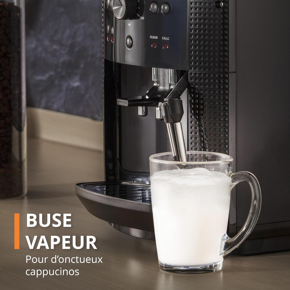 Machine  caf grain,1,7 L,2 tasses en simultan,Nettoyage automatique,Buse vapeur pour Cappuccino,Cafetire espresso,Essential noire YY8125FD,Noir -