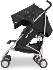 Poussette double Maclaren Twin Triumph (6 mois,jusqu'à 15 kg,un enfant par siège),légère et compacte,capote extensible UPF 50+ avec habillage pluie - Noir/Anthracite