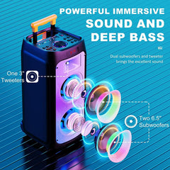 JYX Machine Karaoké pour Adultes, Enceinte Karaoké Bluetooth Portable avec 2 Microphones sans Fil, Party Box Idéale pour Les réunions de Famille/Le Camping en Plein Air