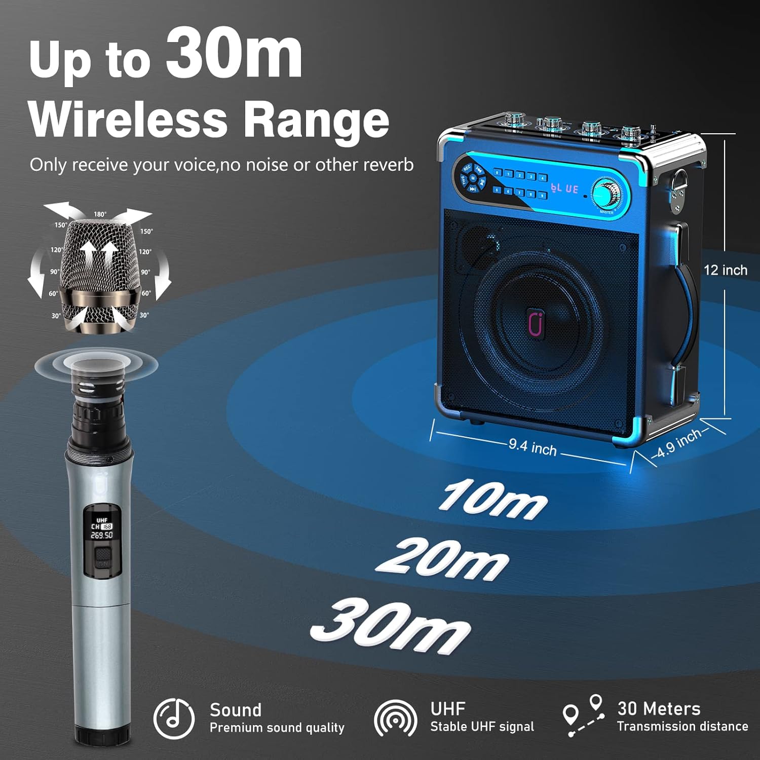 JYX Machine de Karaoké, avec 3 Microphones sans Fil et lumières DJ, Bluetooth Speaker pour Les réunions de Famille/Le Camping en Plein air/la fête sur la Plage