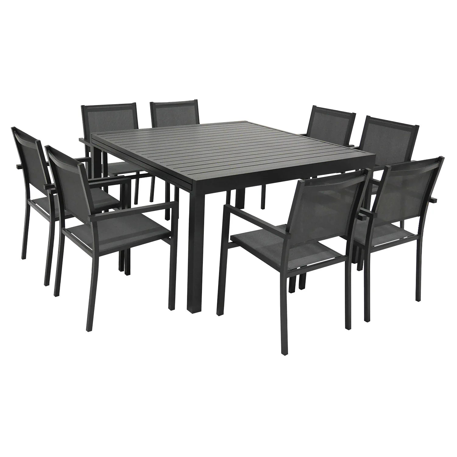 Salon de jardin extensible 10 places de 140/200cm en textilène gris - aluminium anthracite VENEZIA -
