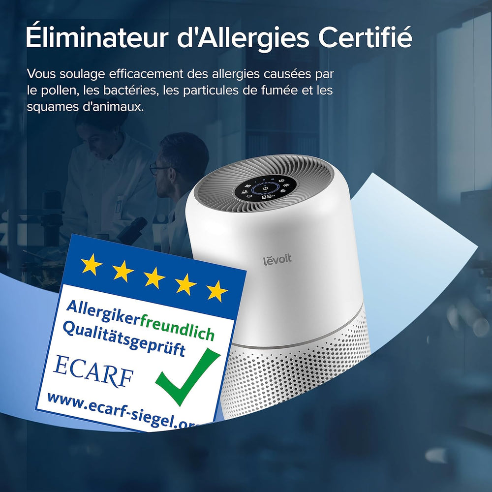 LEVOIT Purificateur d'Air HEPA Intelligent contre Allergie Pollen & Graminée, Purifier jusqu'à 50㎡, Surveille La Qualité de l'Air, Contrôle par App Alexa, 22dB Silencieux, Core 300S
