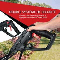 Motobineuse Motoculteur Électrique 1500W Profondeur Travail 22CM Largeur 43CM avec Poignée Pliable Roues Réglables 6 Lames -