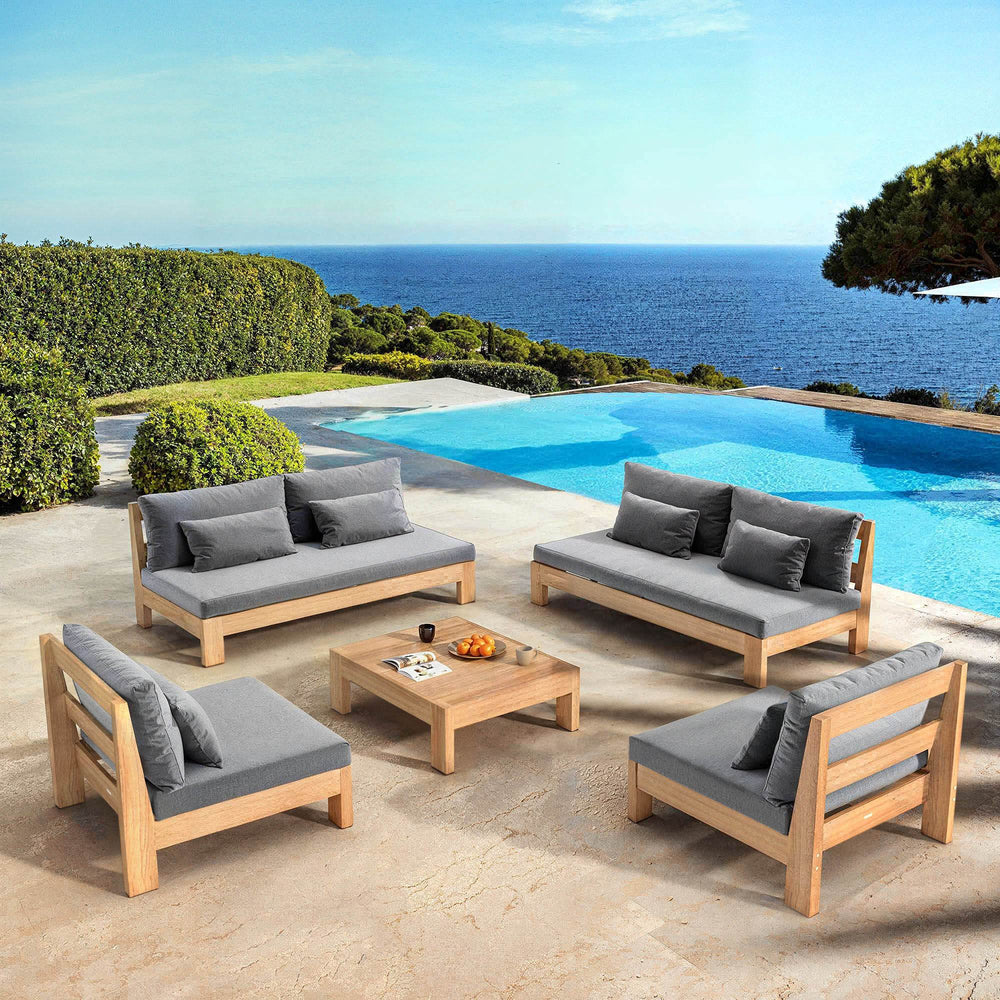Salon de jardin en bois d'acacia 8 places 5 pcs Borneo Gris anthracite - Action-sport36 -