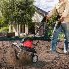 Motobineuse Motoculteur Électrique 1500W Profondeur Travail 22CM Largeur 43CM avec Poignée Pliable Roues Réglables 6 Lames -