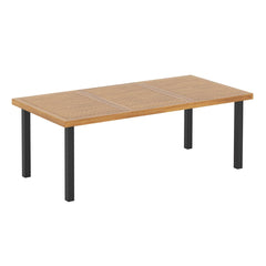 Table de Jardin 200 CM pour 8 Personnes Table Exterieur en Bois d’Acacia avec Trou de Parasol Dia.5 CM Design Latte Pieds en Métal -