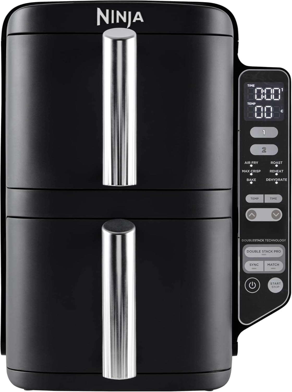 Foodi FlexDrawer Air Fryer,Dual Zone Avec Sparateur Amovible,Grand Tiroir de 10,4 L,7-en-1,Double Zone,Sans Huile,Pices Antiadhsives Compatibles Au Lave-Vaisselle,Noir AF500EU