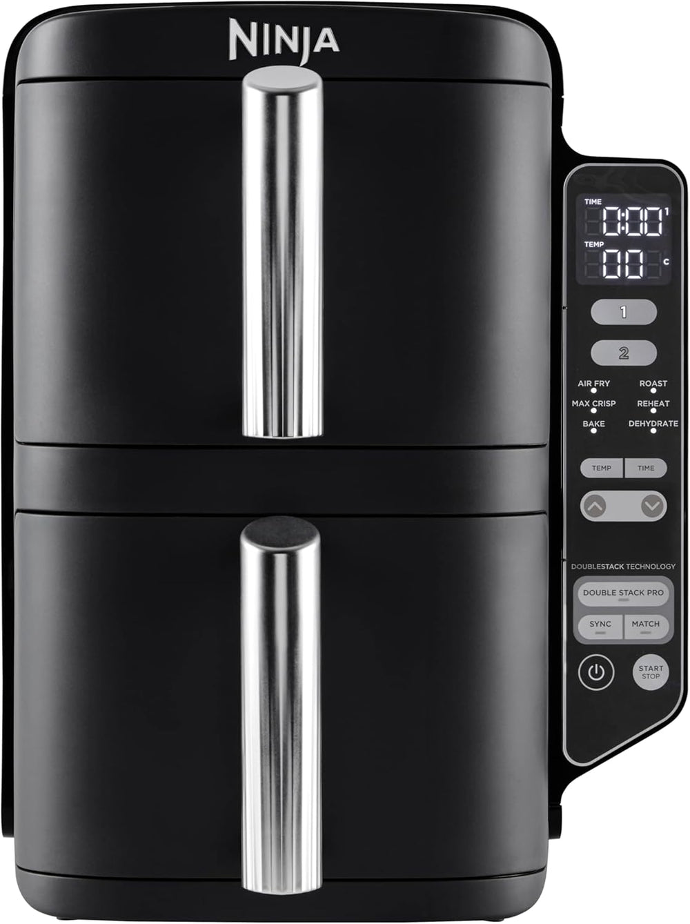 Foodi FlexDrawer Air Fryer,Dual Zone Avec Sparateur Amovible,Grand Tiroir de 10,4 L,7-en-1,Double Zone,Sans Huile,Pices Antiadhsives Compatibles Au Lave-Vaisselle,Noir AF500EU