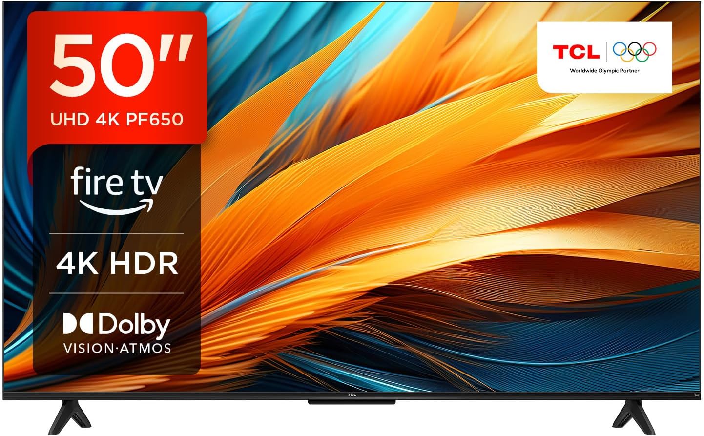 TCL 50PF650 50 Pouces 4K Ultra HD, HDR TV, Smart LED Fire TV (Dolby Vision, Dolby Atmos, DTS, HDR 10, Alexa intégré, Airplay2, Miracast)